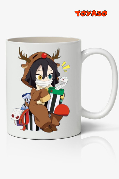 Toyaso Yılbaşı Demon Slayer İblis Keser Obanai Iguro  Anime Beyaz Kupa Bardak...