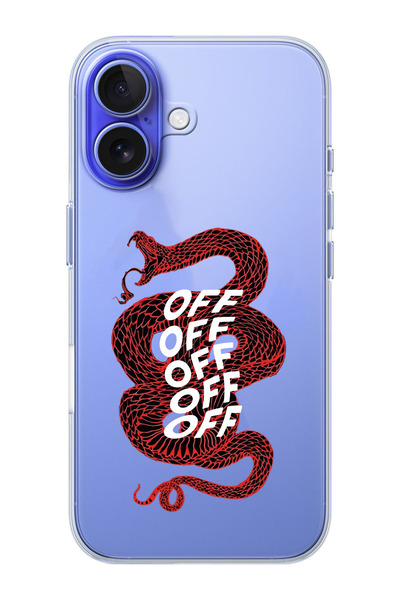 moonset Iphone 16 Uyumlu Yılan Tasarımlı Baskılı Şeffaf Telefon Kılıfı