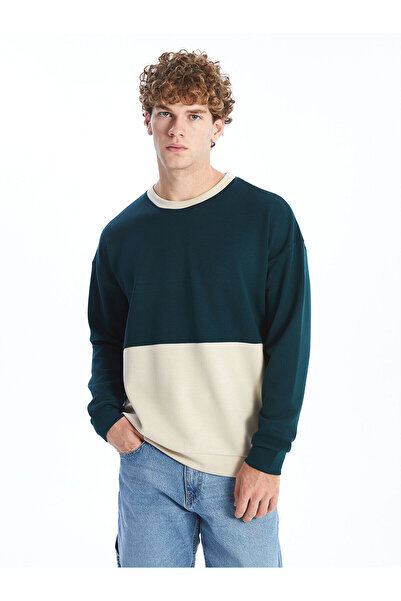 LC Waikiki Lcwk Cycling Crew Neck Дълъг ръкав Цветен блок Мъжка суитшърт