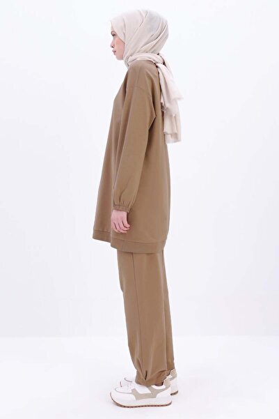 ALLDAY Mink-Large Size Lycra Trousers Suit with Scallop Garnish