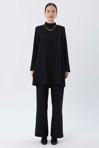 ALLDAY Black-Turtleneck Lycra Trouser Suit