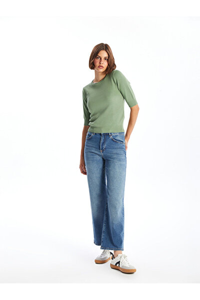 LC Waikiki Women's Knit Sweater - Lcw, Crew Neck, Short Sleeve