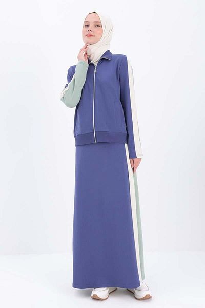 ALLDAY Indigo-Defne-Cotton Garnished Skirt Suit