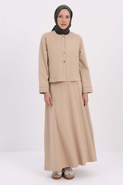 ALLDAY Beige-Cardigan Skirt Suit