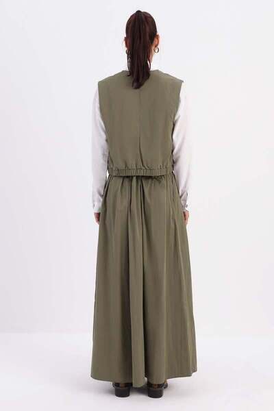 ALLDAY Χακί-Γιλέκο Φούστα Σετ