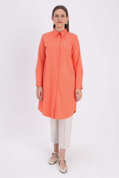 ALLDAY Orange-Covered Placket Shirt Tunic
