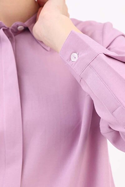 ALLDAY Lilac-Cotton Hidden Placket Shirt