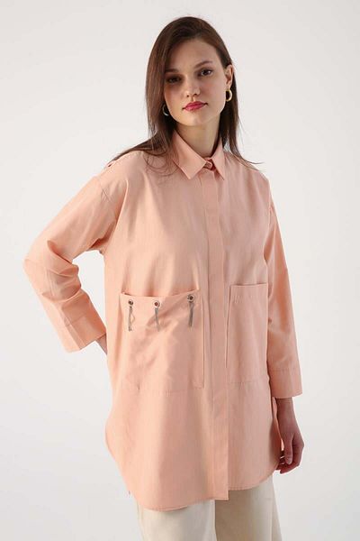 ALLDAY Πουκάμισο Oversize με μεγάλη τσέπη και μάτι σολομού