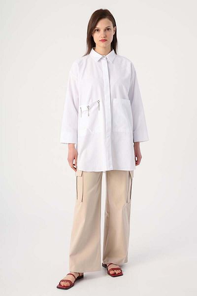 ALLDAY White-Large Pocket Eyelet Oversize Shirt