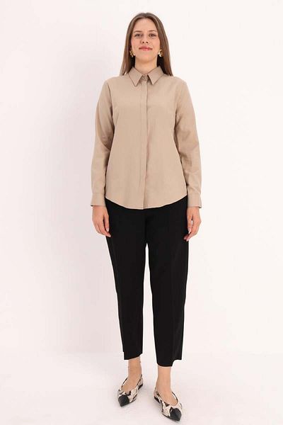 ALLDAY Stone-Basic Hidden Placket Shirt