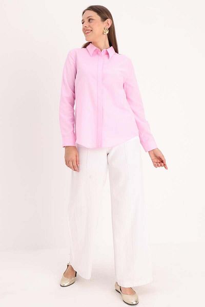 ALLDAY Light Pink-Basic Hidden Placket Shirt