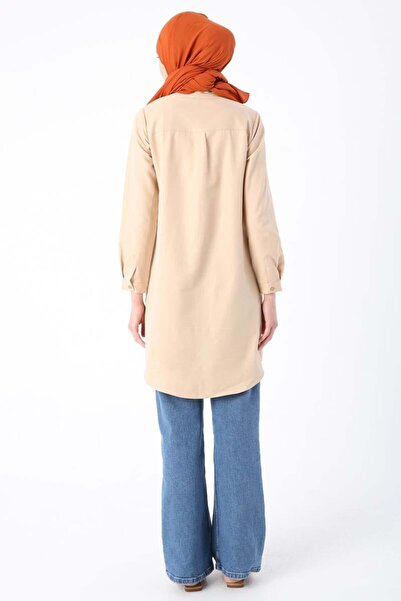 ALLDAY Light Beige-Hidden Placket Shirt Tunic