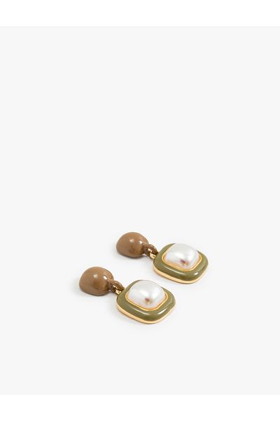 Koton Multicolored Pearl Earrings - Dangle Design