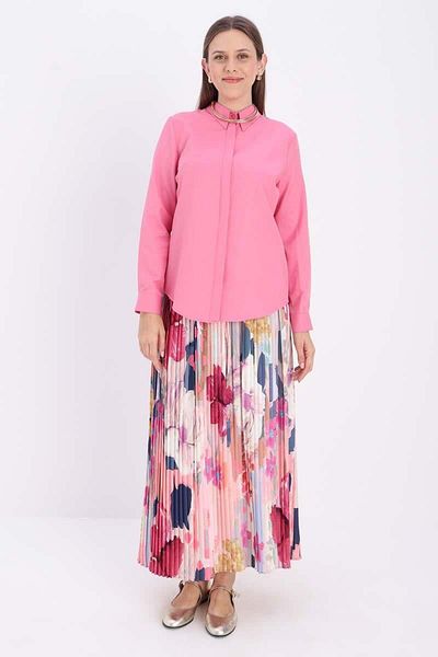 ALLDAY Pink-Cotton Hidden Placket Shirt
