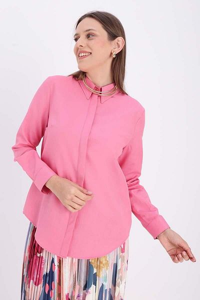 ALLDAY Pink-Cotton Hidden Placket Shirt