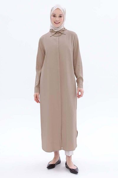 ALLDAY Mink-Hidden Placket Shirt Tunic