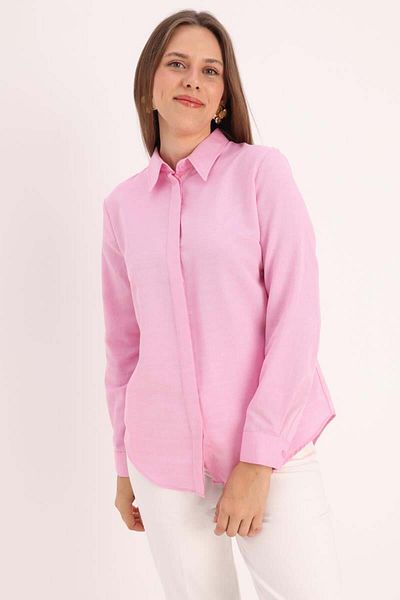 ALLDAY Pink-Basic Hidden Placket Shirt