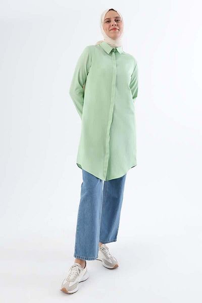 ALLDAY Water Green-Covered Placket Shirt Tunic