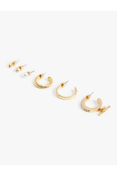 Koton 6-Piece Pearl Detailed Ball and Hoop Earrings Set