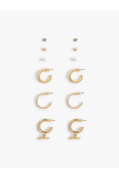Koton 6-Piece Pearl Detailed Ball and Hoop Earrings Set