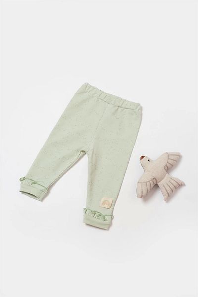Biorganic Tiny Birds Pants Without Booties 57876 Ecru Green