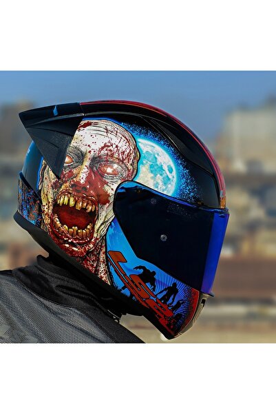 LS2 Rapıd 2 Race Zombıe Fullface Motosiklet Kaskı Mavi Camlı