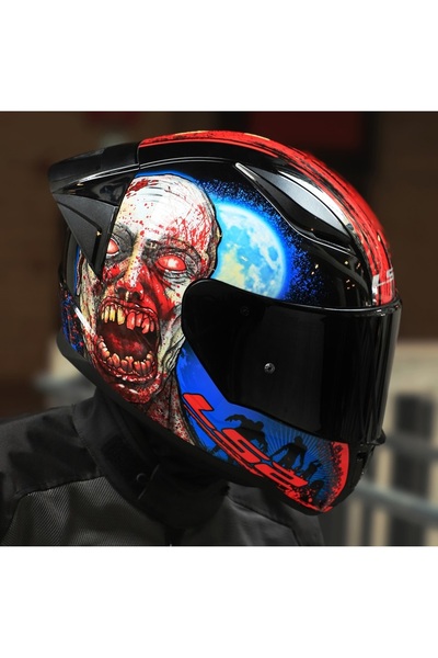 LS2 Rapıd 2 Race Zombıe Fullface Motosiklet Kaskı Siyah Camlı