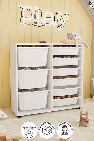 Bofigo 9- Basket Cabinet Multipurpose Storage Cabinet Toy Organizer Cagla White
