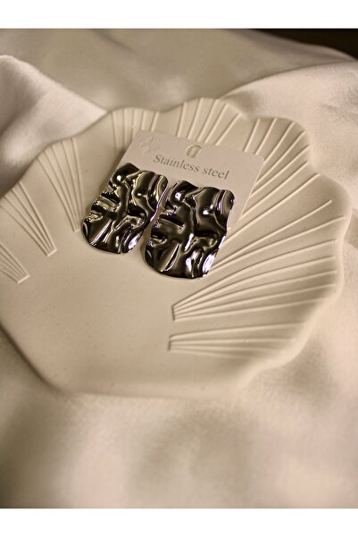 Dropaksesuar Parlak Şık Sallantılı Kare Paslanmaz Çelik Küpe