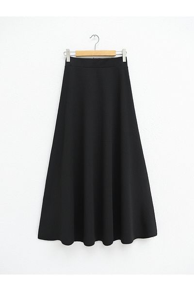 Modamorfo Imported Lycra Crepe Fabric Kilos A-Line Skirt - Black
