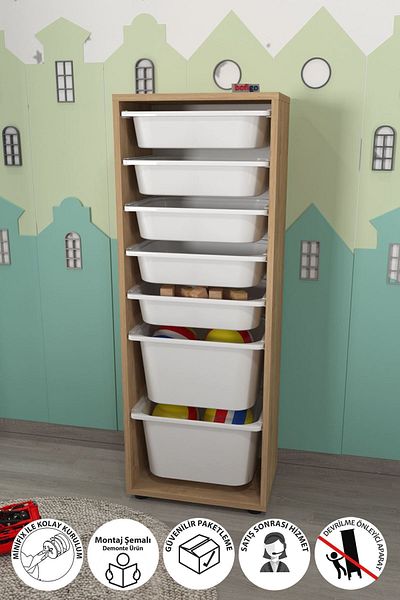 Bofigo 7 Basket Cabinet Multi-Purpose Cabinet Toy Cabinet Pera Sapphire Oak