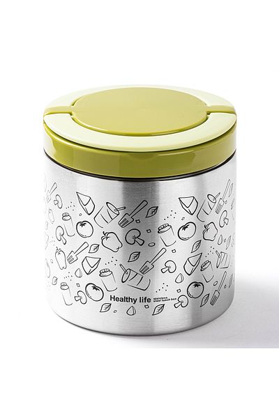 Tantitoni Tantitony Green Stainless Steel Round Patterned Food Thermose 630ml