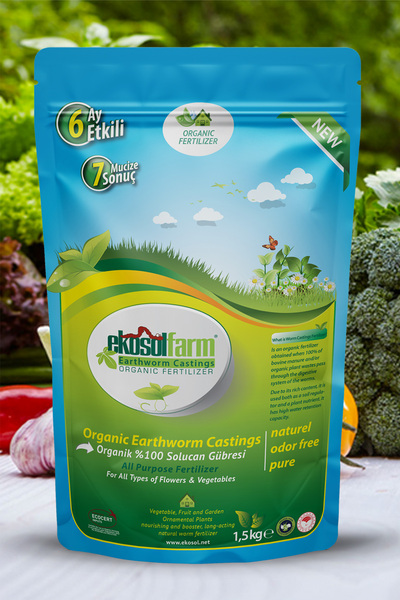EkosolFarm Organik Solucan Gübresi 1,5 Kg %25 Nemli Tüm Bitkilerde Kullanıma Uygun Organik Gübre