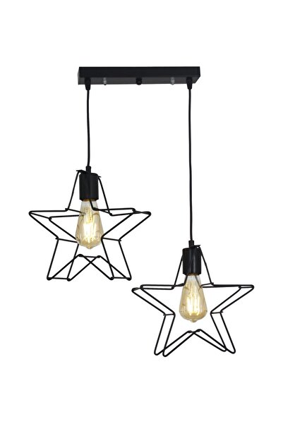 Taşcan Aydınlatma Valensiya Yıldız 2 Li Siyah Kutulu Avize