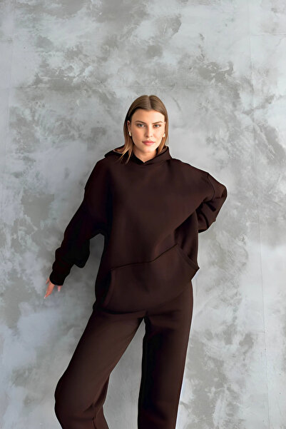 BayBayan Ανδρικό Basic Oversize Σετ φόρμας με 3 κλωστές