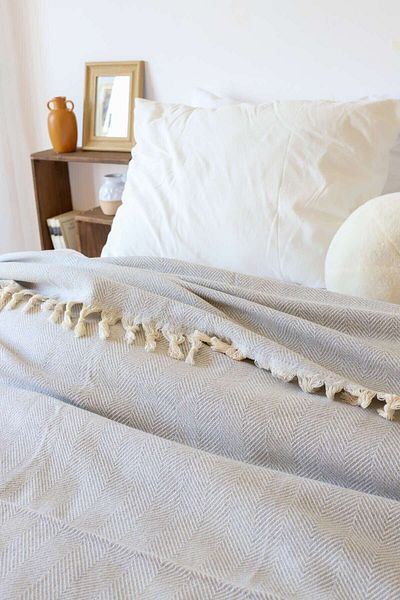 Koza Mix towel Gray Double Fringed Bedspread/Pique 200 X230 cm