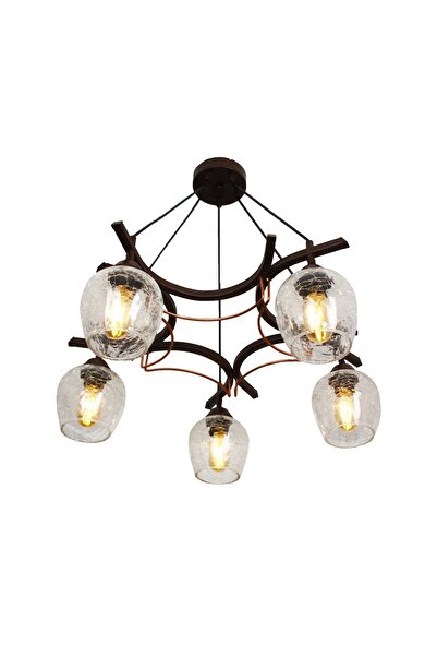 Taşcan Aydınlatma Ring 5 Li Kahverengi Avize -(106-çatlak)