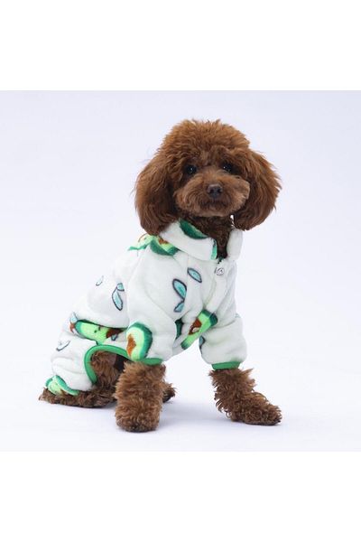 Pettrend Avocado Print Plush Cat Jumpsuit - Outfit and Gown