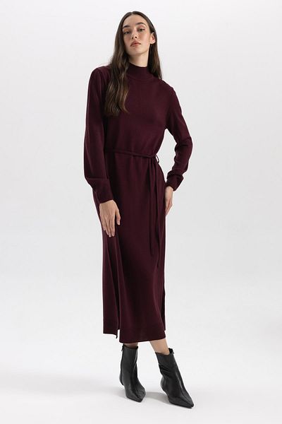 DeFacto Rochie de tricot maxi cu maneci lungi - jumatate de guler roscat A9807ax23wn