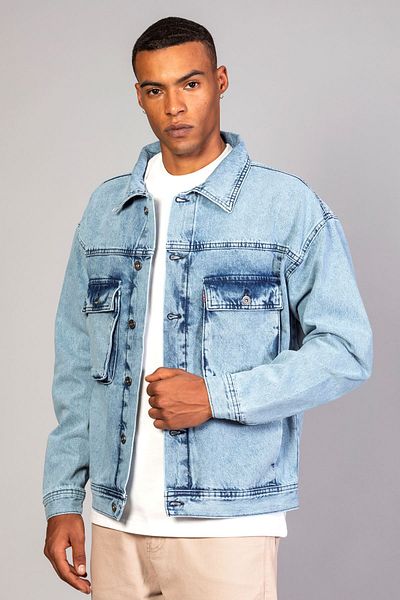 LTC Jeans Мъжко ледено синьо дънково яке с джоб и големи размери