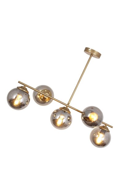 Taşcan Aydınlatma Modena 5 Li Eskitme Avize-Füme Camlı Dekoratif Tasarım Yatak Odası Mutfak Salon Avize