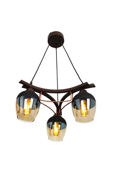 Taşcan Aydınlatma Ring 3 Lü Kahverengi Avize -(106-BANTLI SİYAH)