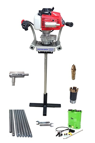 İst Tek PROFESYONEL BENZİNLİ KAROT VE EL SONDAJ MAKİNASI 5,5 HP 5 METRE SET SUSTURUCU HEDİYELİ