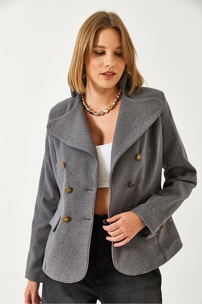 Bianco Lucci Women's Buttoned Lined Stamp Jacket Mbms054 60501054