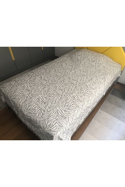 Koza Mix towel Anthracite Zebra Patterned Single Multi-Purpose Pique - Bedspread 160X210 cm