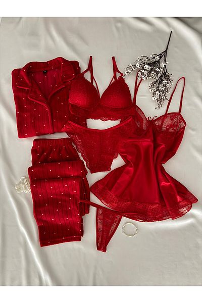 MH Moony Homewears 6-Piece Nürü Pajama Underwear Nightgown Dowry Set