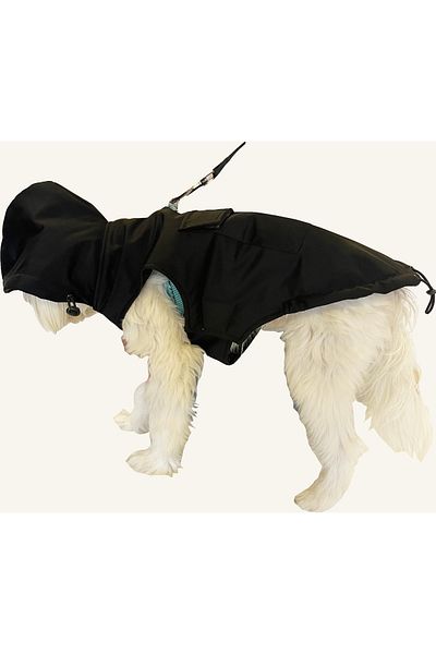 rood Hooded Dog Raincoat Airtag Compatible