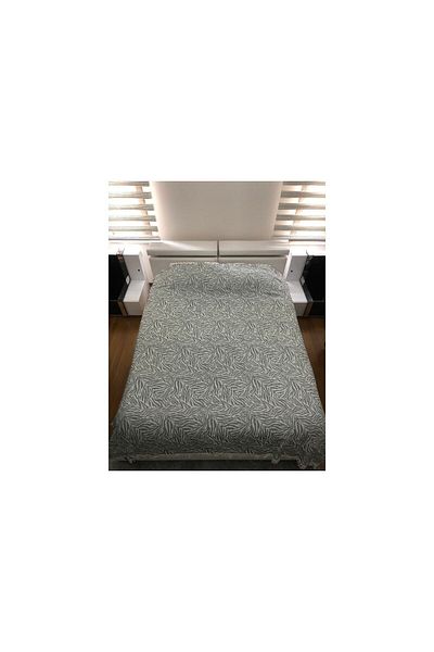 Koza Mix towel Многофункционално памучно одеяло и покривало за легло от пике, цвят зебра и зелено, 240x220 см