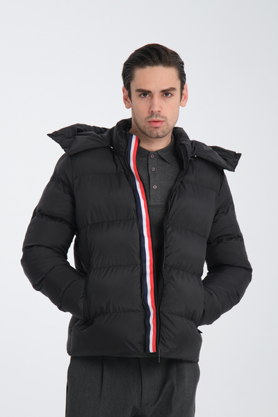 Frappoli Ανδρικό πουπουλένιο παλτό με χοντρή και κουκούλα - Standard Fit