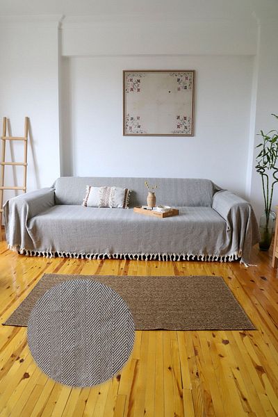 Koza Mix towel Dark Gray Oversized Knitted Sofa - Sofa Bed Cover 180X300 cm (Anthracite)